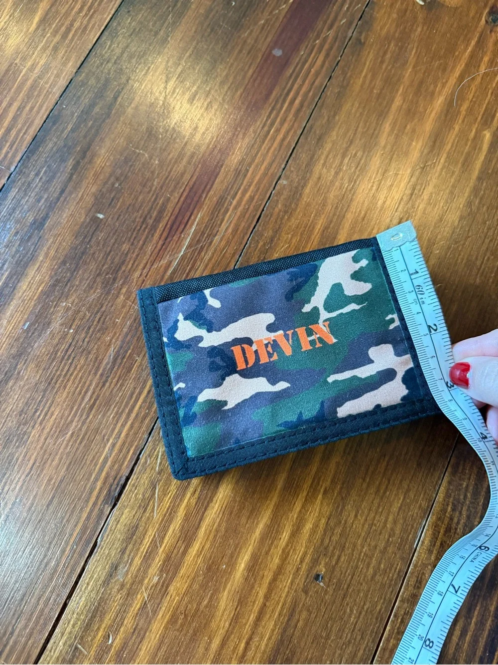 Personalized “Devin” Camo Trifold Wallet